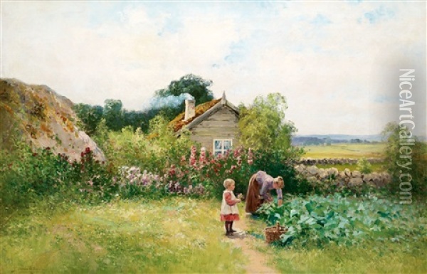 I Gronsakslandet Oil Painting - Johan Severin Nilsson