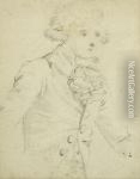 Gentleman With Jabet Oil Painting - Louis Joseph, Dit Watteau De Lille