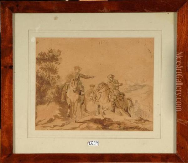 Cavaliers Oil Painting - Jean-Baptiste Le Paon