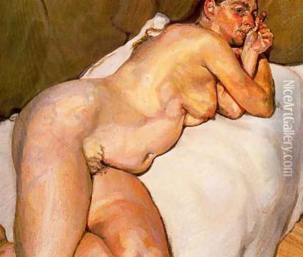 Nacked Woman on a Sofa Oil Painting - Lucian Freud