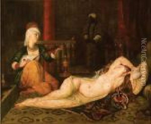 Odalisque With Slave Oil Painting - Jean Auguste Dominique Ingres