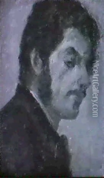 Portrait Eines Mannes Im Profil Oil Painting - Antonio Mancini