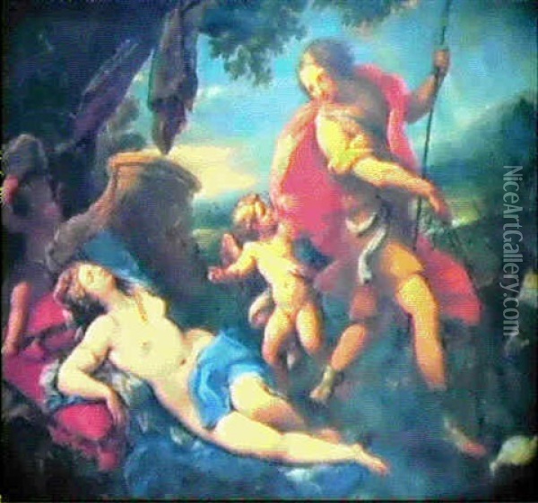 Venere E Adone Oil Painting - Giuseppe Bartolomeo Chiari