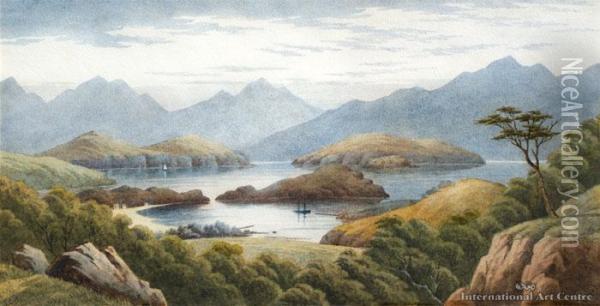 Queen Charlotte Sound Oil Painting - John Barr Clarke Hoyte