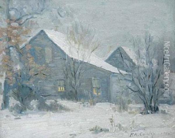 Country Home In Winter Oil Painting - Frederick Kitson Cowley