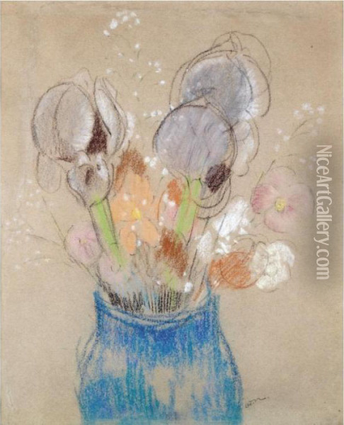 Property From A Massachusetts Estate, Usa
 

 
 
 

 
 Bouquet De Fleurs, Les Iris Oil Painting - Odilon Redon