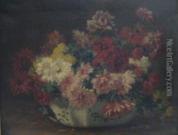 Bouquet De Fleurs Sur Un Entablement Oil Painting - Eugene Claude