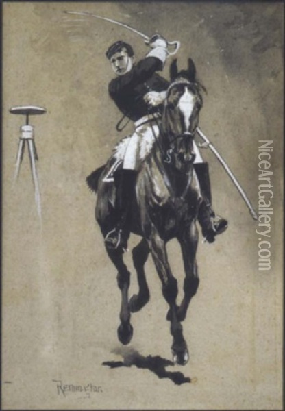 Soldier With Drawn Sabre Oil Painting - Frederic Remington