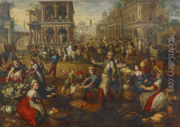 Marktszene Mit Der Passion Christi Oil Painting - Joachim Beuckelaer