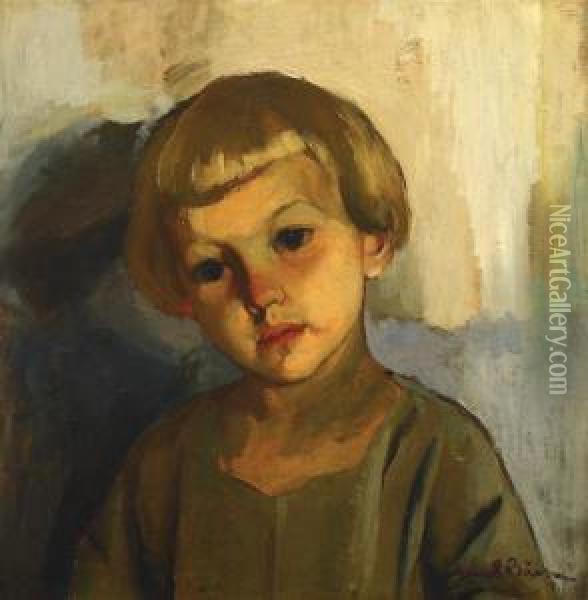Fair-haired Child Oil Painting - Aurel Baesu