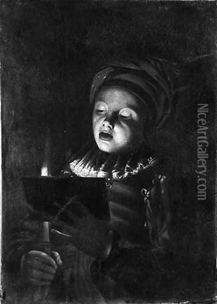 A youth singing by candlelight Oil Painting - Adam de Coster
