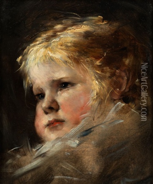 Bildnis Eines Kleinen Blonden Madchens Oil Painting - Nikolaus Gysis