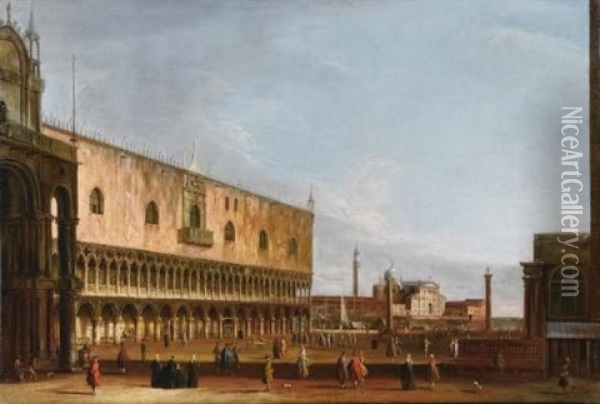Venice, A View Of The Piazzetta From Piazza San Marco, With San Giorgio Maggiore In The Distance And The Palazzo Ducale To The Left Oil Painting -  Master of the Langmatt Foundation Views