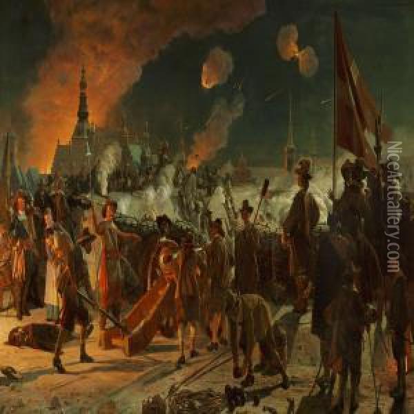 The Assault On Copenhagen Oil Painting - Frederick Christian Lund