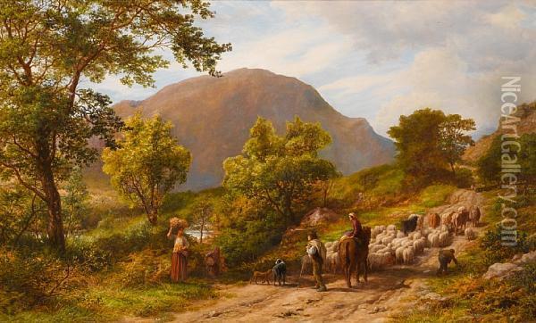 A Mountain Road Oil Painting - James Thomas Linnell