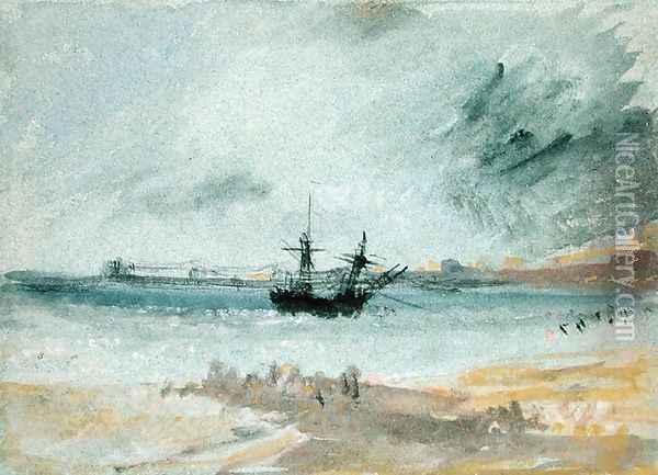 Ship Aground, Brighton, 1830 Oil Painting - Joseph Mallord William Turner