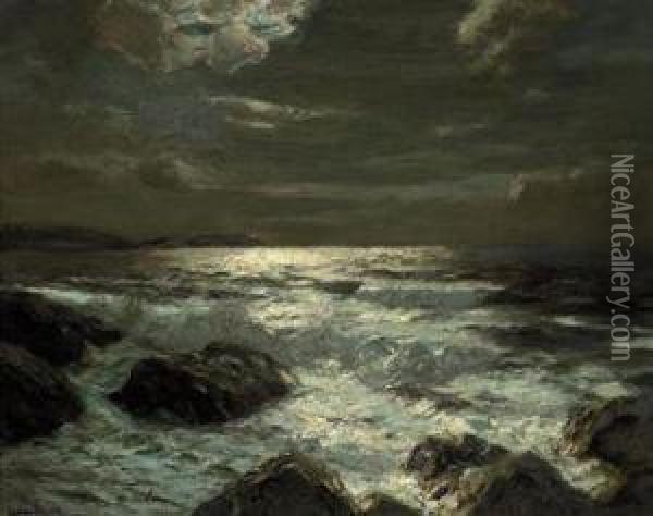 Moonlight, Scilly Isles Oil Painting - Julius Olsson