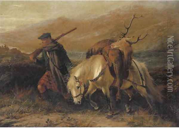 The return from deer stalking Oil Painting - George Earl