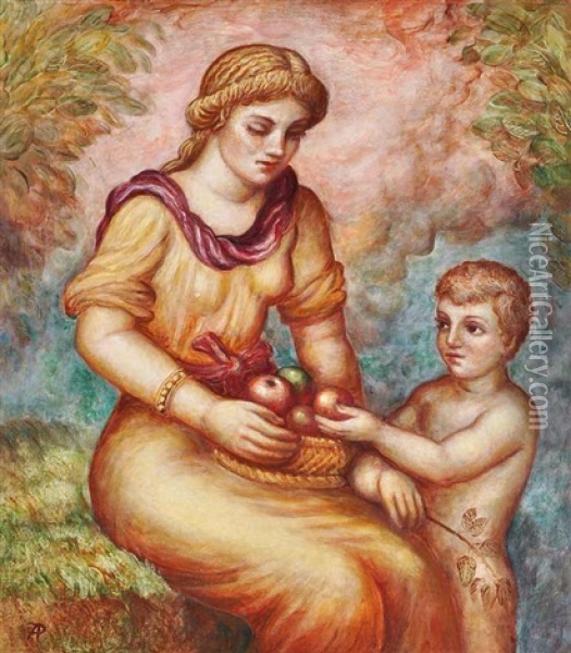In An Orchard Oil Painting - Antonin Prochazka