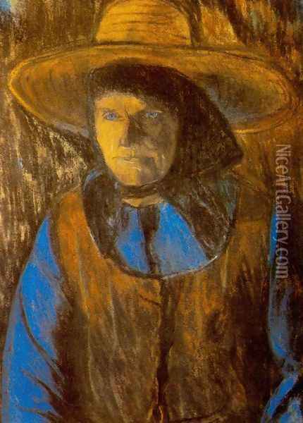 Old Woman with Hat end of 1920s Oil Painting - Istvan Nagy