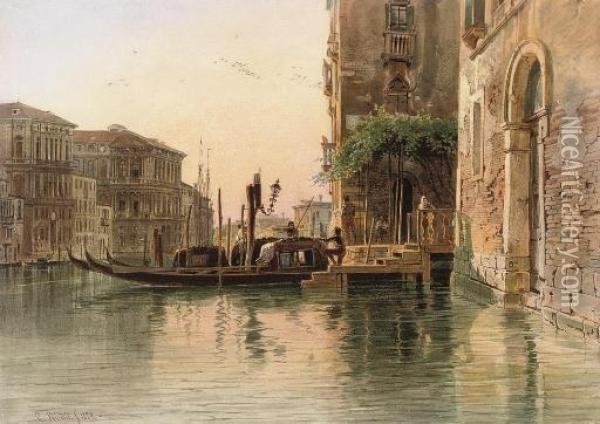On The Grand Canal From San Felice To Ca Pesaro Oil Painting - Carl Friedrich H. Werner