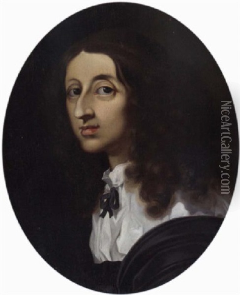 Portrait Of Queen Christina Of Sweden Oil Painting - Sebastien Bourdon