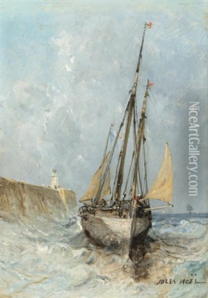 Bateau Sortant Du Port Oil Painting - Jules Achille Noel