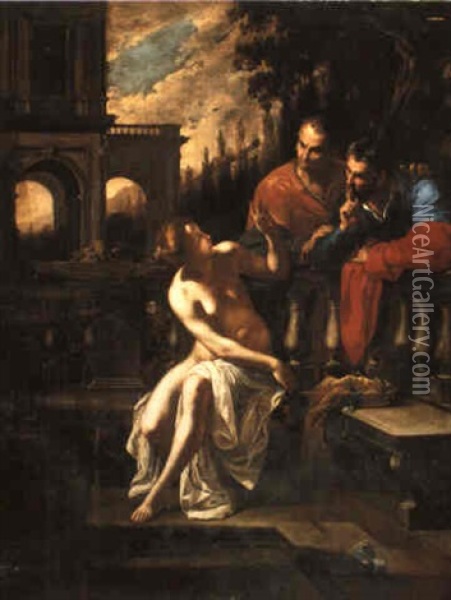Susannah And The Elders Oil Painting - Artemisia Gentileschi