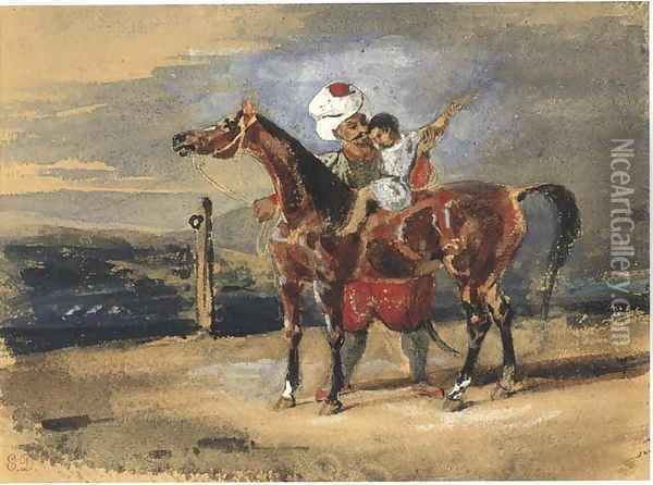 The Riding Lesson Oil Painting - Eugene Delacroix