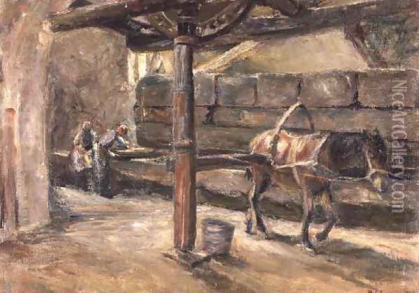 Interior of a flour mill in Florence Oil Painting - Max Liebermann