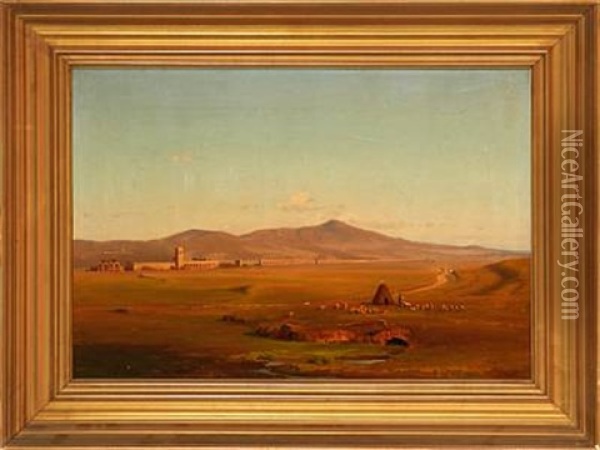 Calm Afternoon On The Roman Campagna Oil Painting - Frederik-Carl-Julius Kraft