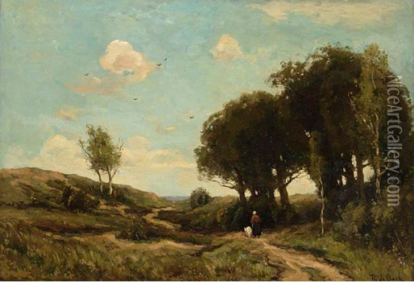 Landscape Near Renkum Oil Painting - Theophile Emile Achille De Bock