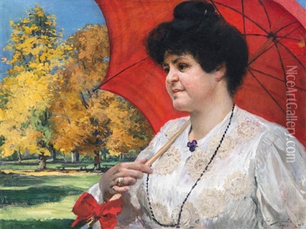 Portrait Of Regina Baumgarten Oil Painting - Dominik Skuteczki