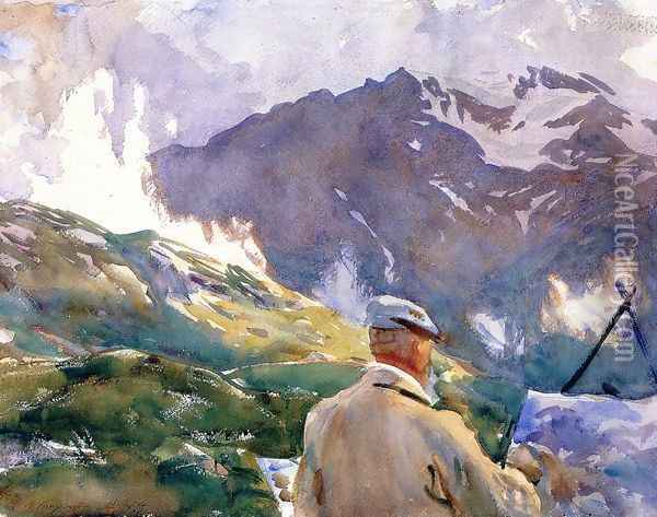 Artist In The Simplon Oil Painting - John Singer Sargent