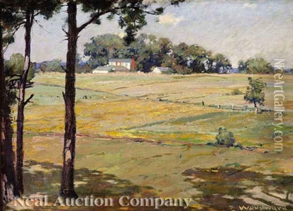 An Upcountry Farm, Among Fields Oil Painting - Ellsworth Woodward