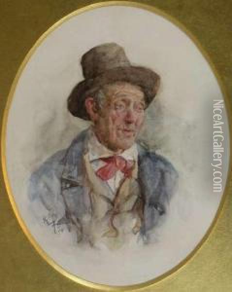 Portrait Of A Gentleman In A Hat Oil Painting - Henry Wright Kerr
