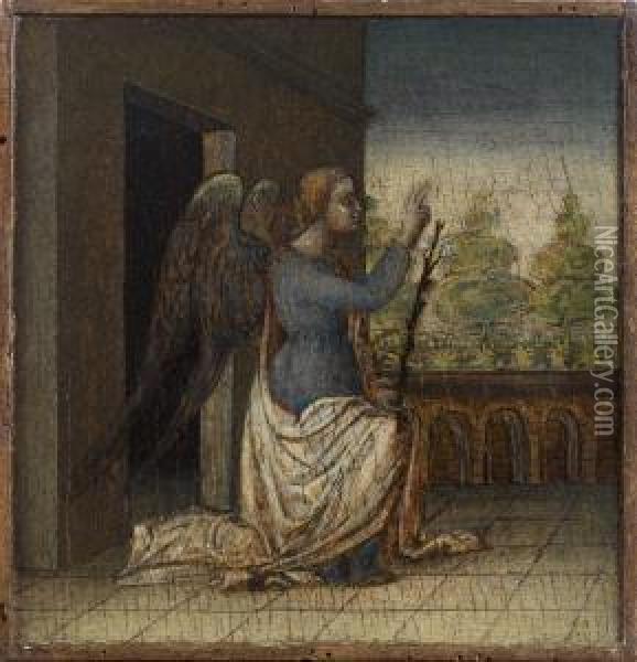 Ange De L'annonciation, Vierge 
De L'annonciation, Le Christ Devant Pilate Et La Descente De Croix Oil Painting - Giovanni Bellini
