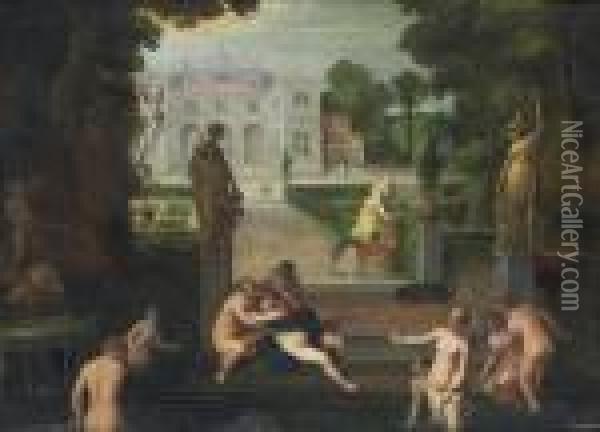 The Discovery Of Callisto Oil Painting - Adriaan van Stalbemt