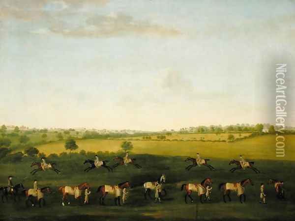 Sir Charles Warre Malets String of Racehorses at Exercise Oil Painting - Francis Sartorius