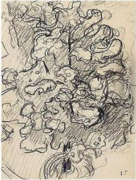 Edouard , -, Arbre, Stamped With
 The Initials , Pencil On Paper, 15.5 By 12 Cm., 6 1/8 By 4 3/4 In Oil Painting - Jean-Edouard Vuillard