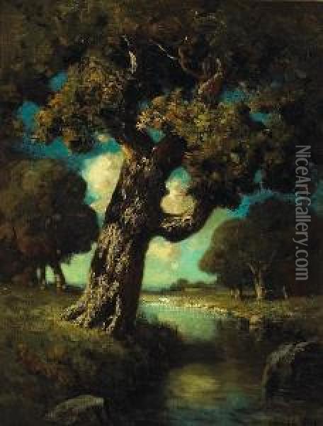 A Grand Old Oak Oil Painting - Julian Walbridge Rix