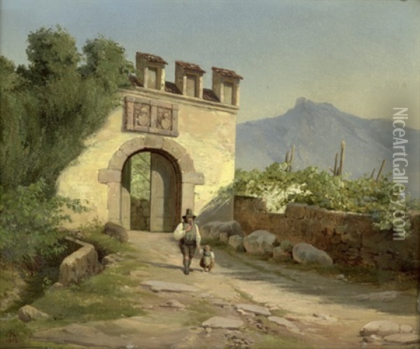 Motiv Aus Meran In Tirol Oil Painting - Anton Edvard Kjeldrup