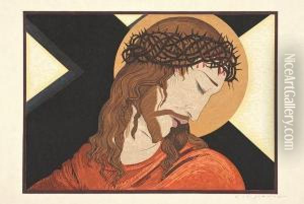 Le Christ ; Le Christ Et Simon De Cyrene. Planches Pour Le Chemin De Croix. Oil Painting - Francois-Louis Schmied