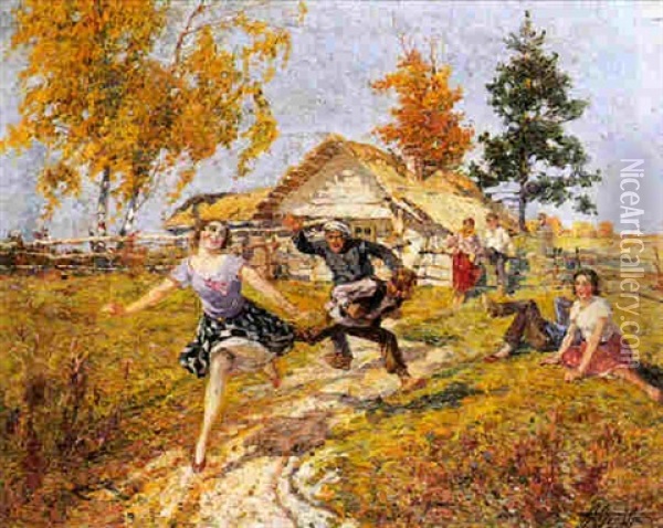 The Chase Oil Painting - Aleksandr Petrovich Apsit