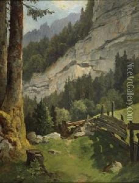 Im Echernthal Bein Hallstatt Oil Painting - Leopold Munsch