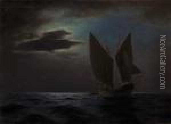 Night Sailing Oil Painting - Emilios Prosalentis