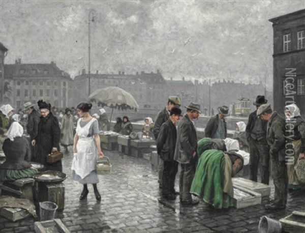 Gammel Strand In Copenhagen Oil Painting - Paul Fischer