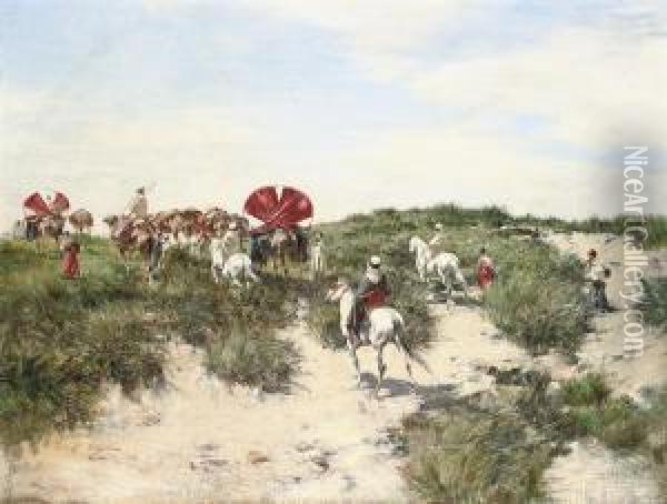 The Caravan Oil Painting - Victor Pierre Huguet
