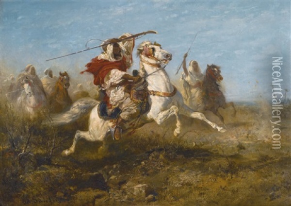 Arab Warriors Oil Painting - Adolf Schreyer