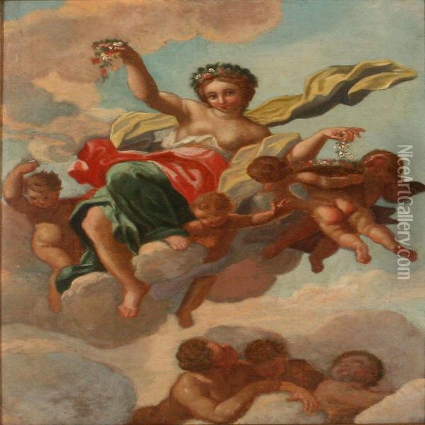 Allegory Of The Fertility Goddess And Putti Oil Painting - Heinrich Krock